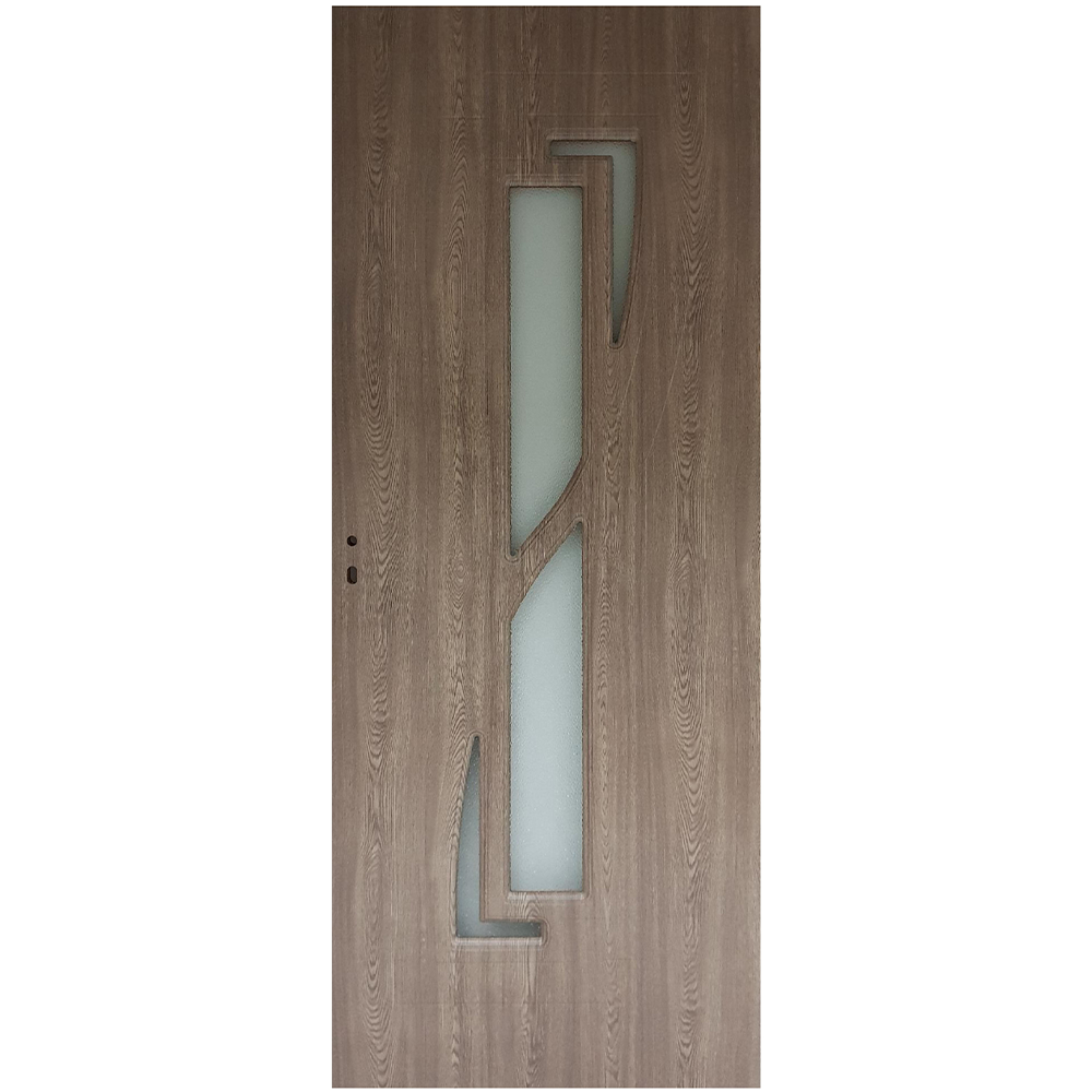 Usa interior celulara cu geam Pamate M042, reversibila, MDF, gri, toc reglabil, 200 x 70 x 3.5 cm