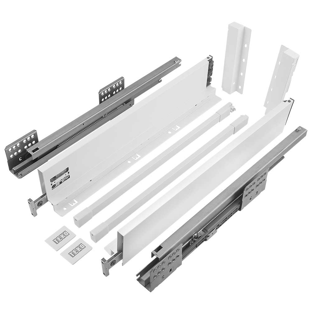 Sistem pentru sertar, Teko Slim, alb, slim, 40 kg, H 199 mm , 450 mm