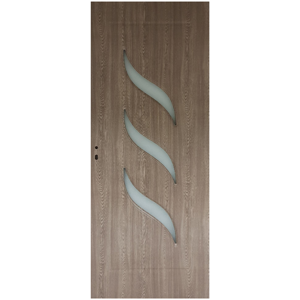 Usa interior celulara cu geam Pamate M02, reversibila, MDF, gri, toc reglabil, 200 x 70 x 3.5 cm