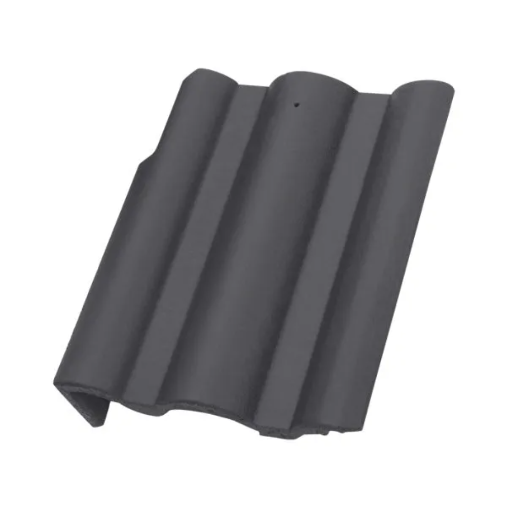 Tigla de beton laterala dreapta Terran Danubia, Color System, gri inchis, 350 x 420 mm
