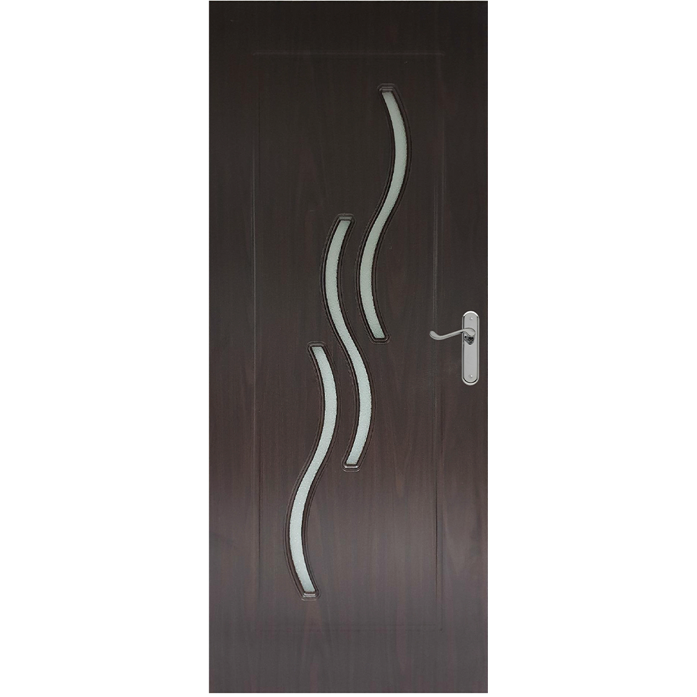 Usa interior celulara cu geam Pamate M107, reversibila, MDF, wenge, toc reglabil, 200 x 80 x 3.5 cm