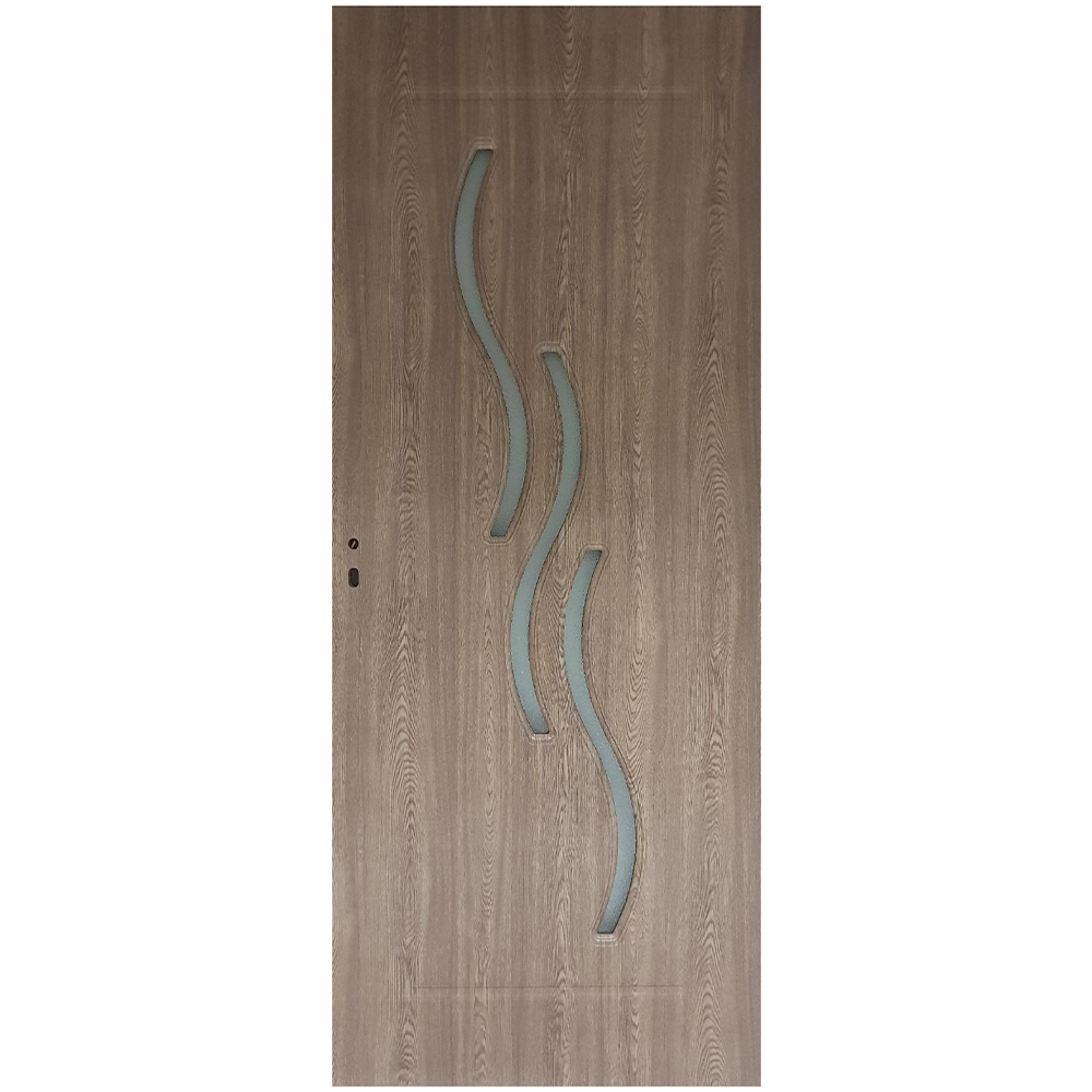 Usa interior celulara cu geam Pamate M107, reversibila, MDF, gri, toc reglabil, 200 x 80 x 3.5 cm