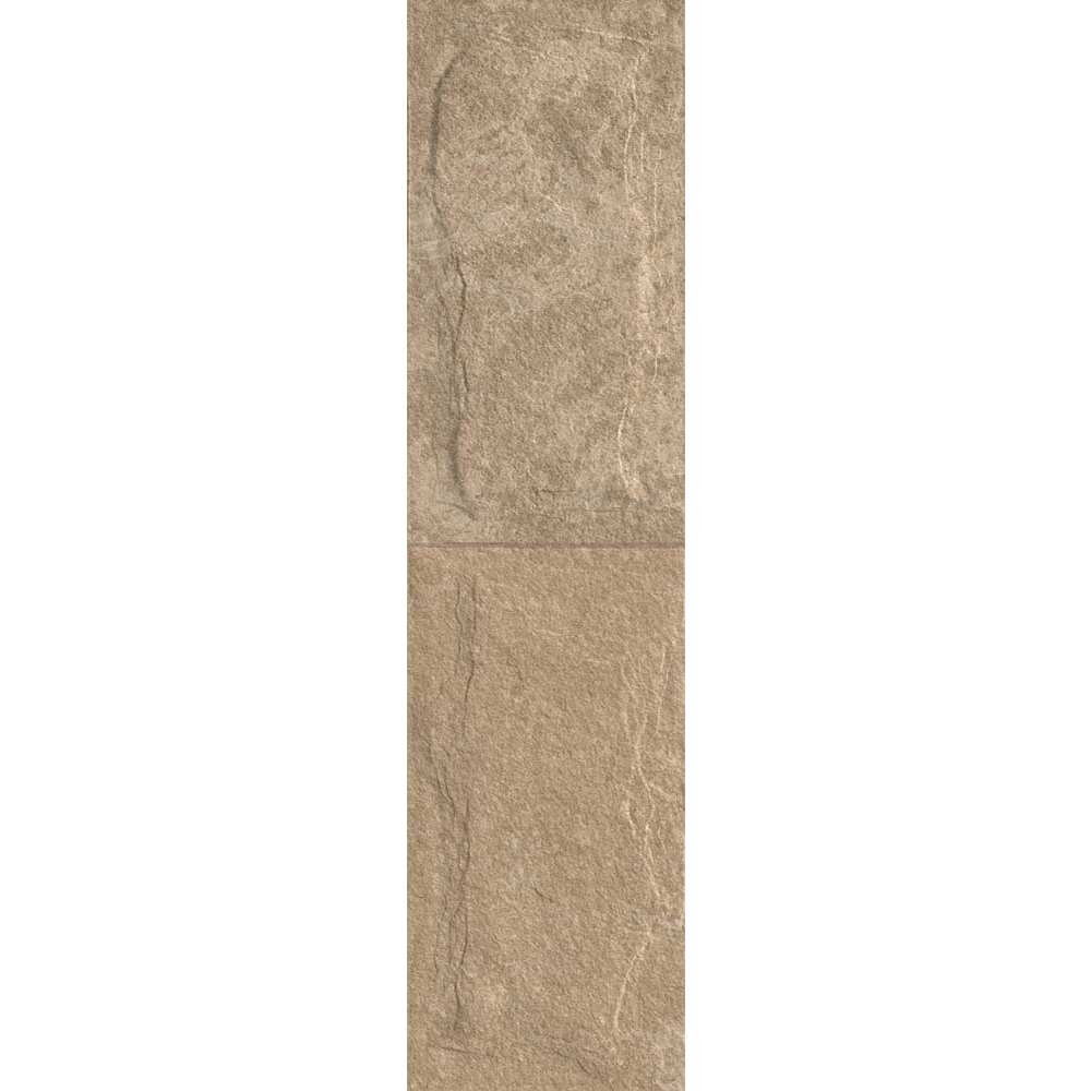 Gresie portelanata interior-exterior Kai Ceramics Samos, bej, aspect de piatra, finisaj rustic, 15,5 x 60,5 cm