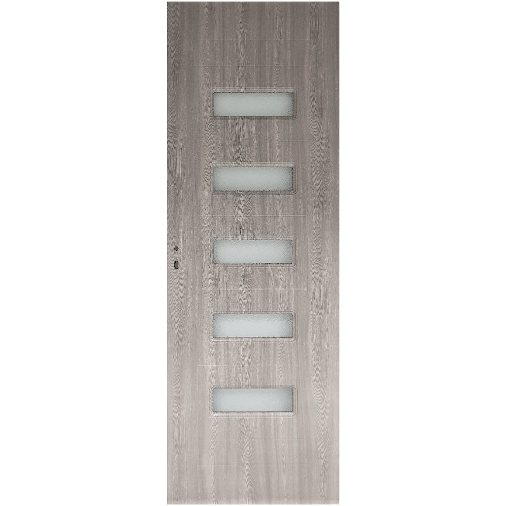 Usa interior celulara cu geam Pamate M104, reversibila, MDF, gri, toc reglabil, 200 x 80 x 3.5 cm