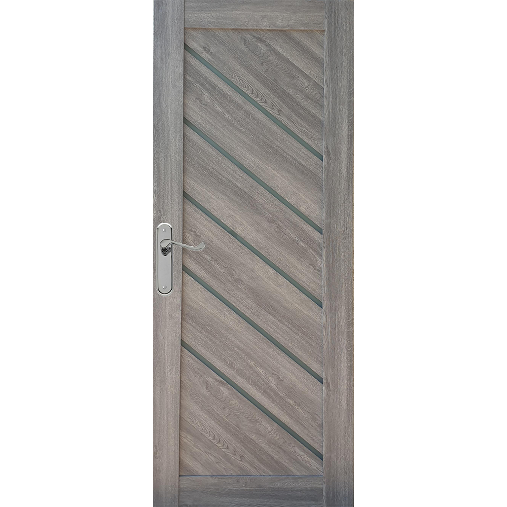 Usa interior celulara cu geam Pamate U77, reversibila, MDF, gri, toc fix, 200 x 70 x 3.5 cm