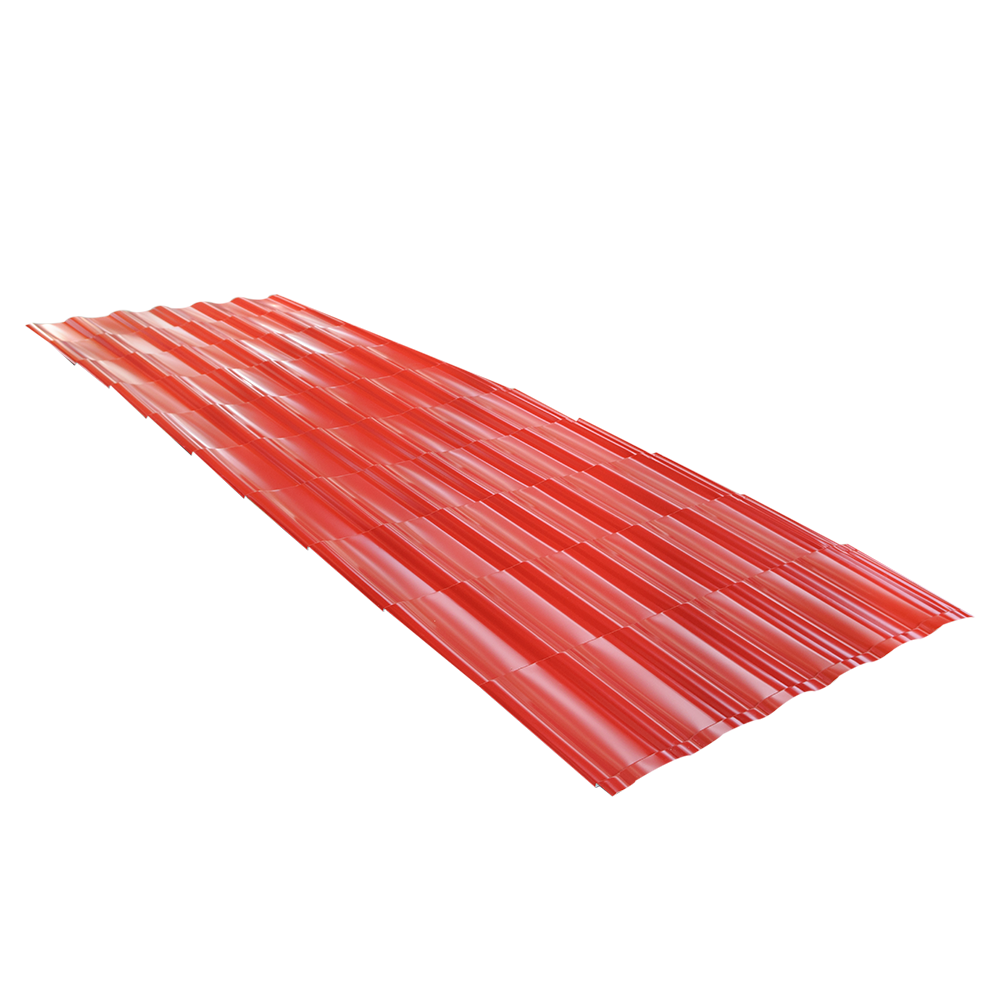 Tigla metalica Durako Riva, rosu, RAL 3011, lucios, grosime 0,45 mm, 2,495 x 1,180 m