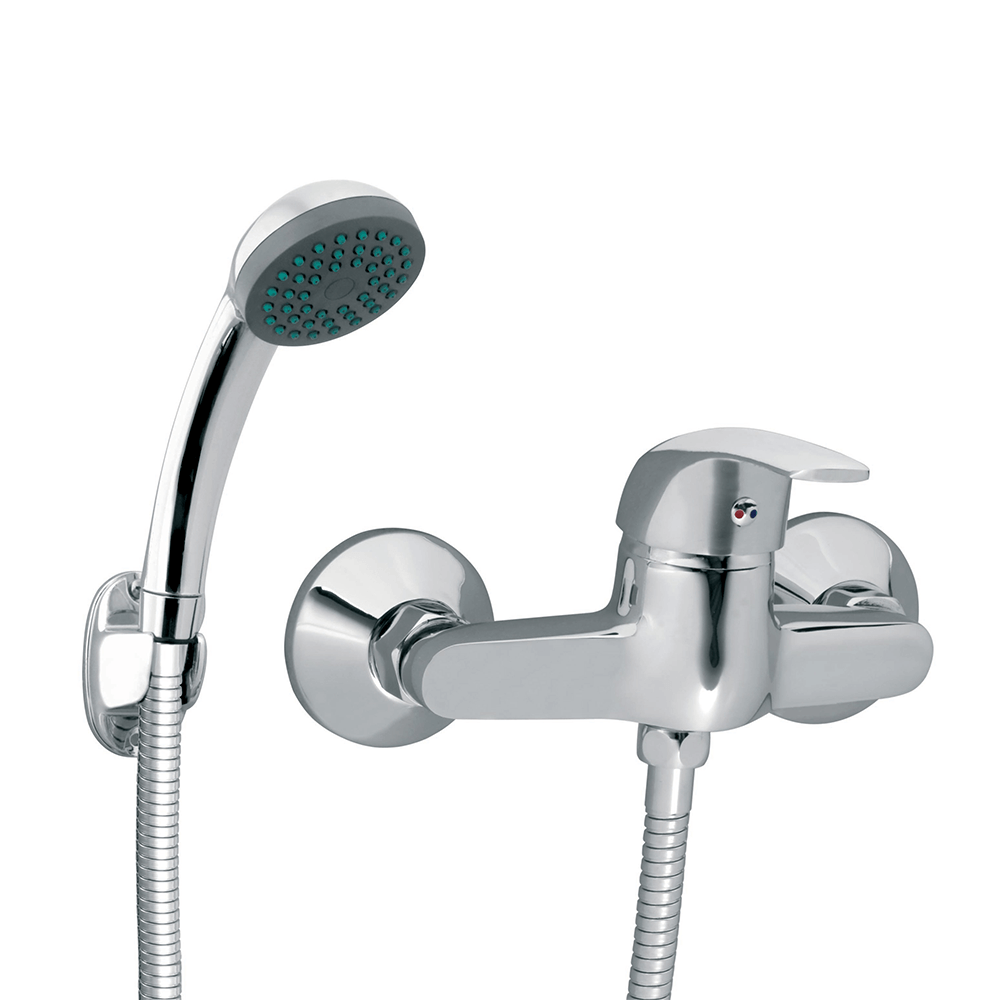Baterie dus perete Ferro Vasto BVA77 + set de dus, cartus ceramic, crom