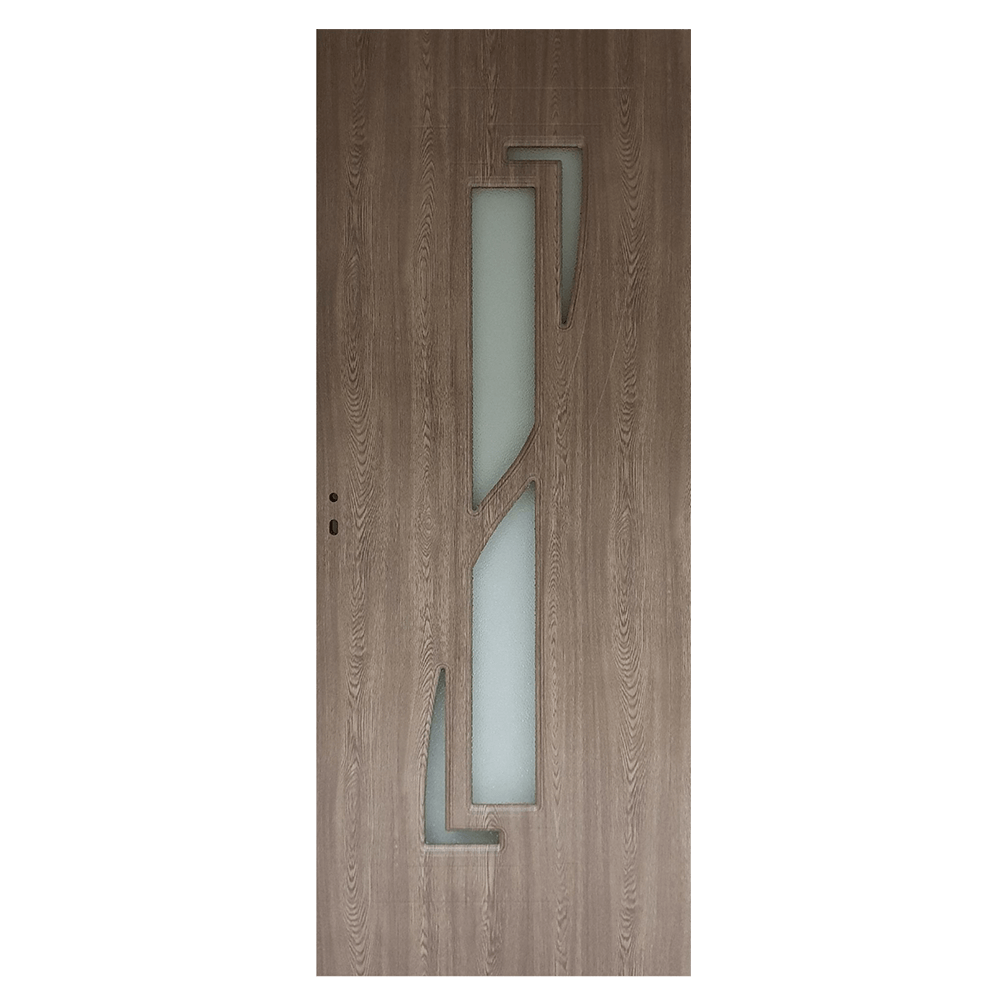 Usa interior celulara cu geam Pamate M042, revresibila, MDF, gri, toc fix, 200 x 80 x 3.5 cm