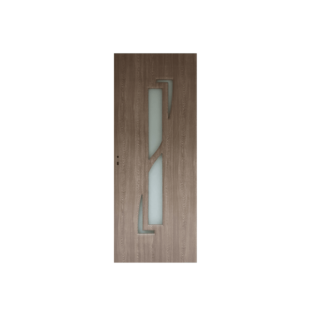 Usa interior celulara cu geam Pamate M042, revresibila, MDF, gri, toc fix, 200 x 60 x 3.5 cm