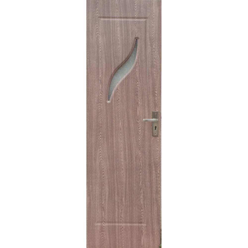 Usa interior celulara cu geam Pamate M02, reversibila, MDF, gri, toc fix, 200 x 60 x 3.5 cm