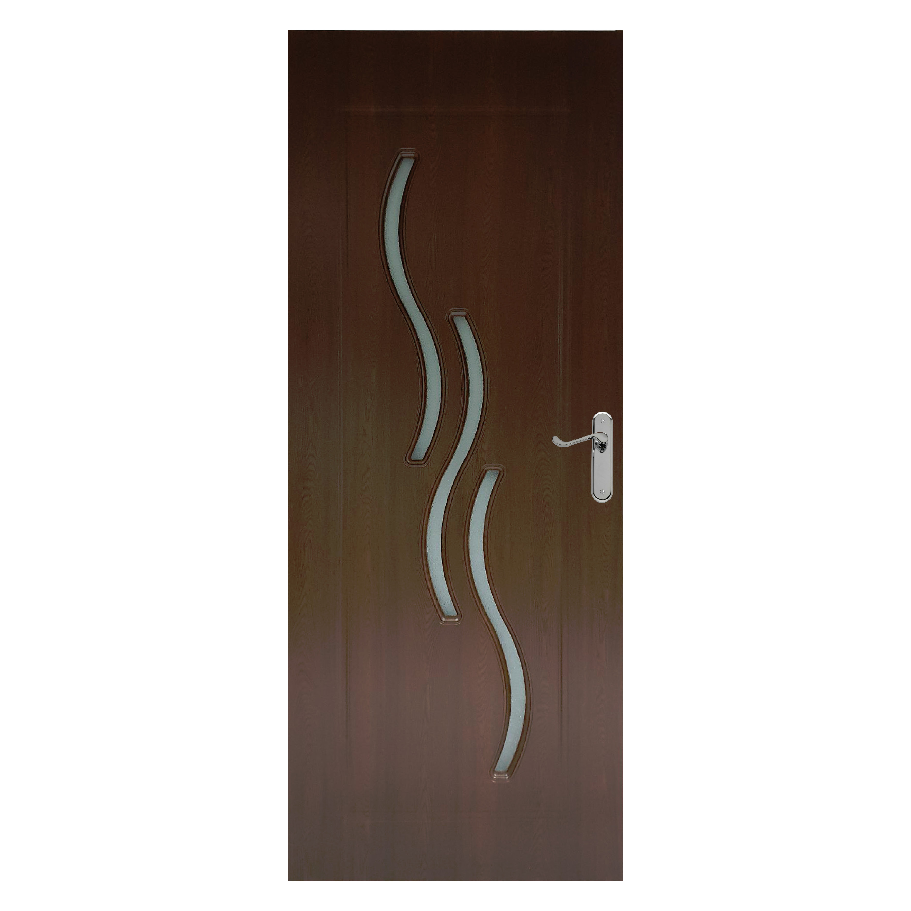 Usa interior celulara cu geam Pamate M107, reversibila, MDF, stejar auriu, toc fix, 200 x 70 cm x 3.5 cm