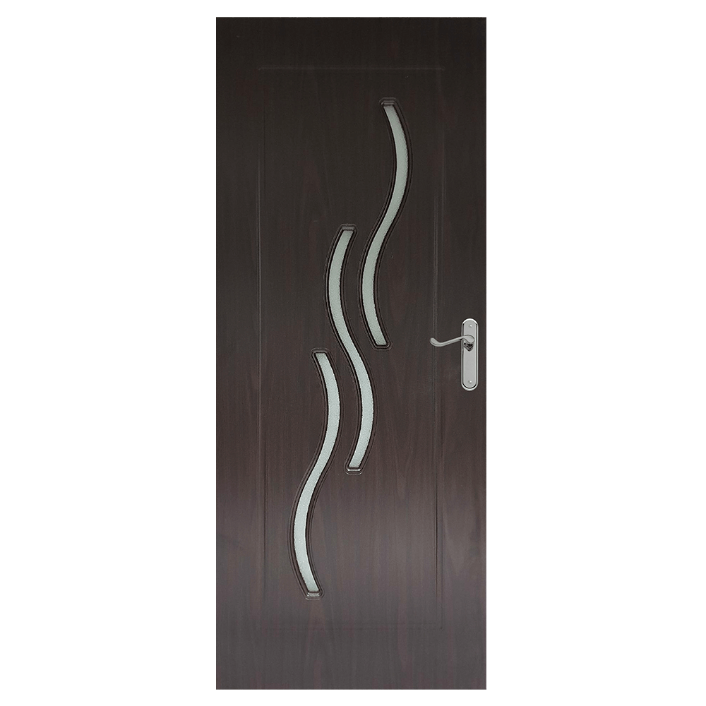 Usa interior celulara cu geam Pamate M107, reversibila, MDF, wenge, toc fix, 200 x 80 cm x 3.5 cm