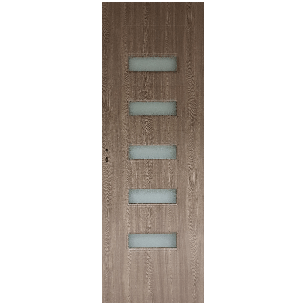 Usa interior celulara cu geam Pamate M104, reversibila, MDF, gri, toc fix, 200 x 80 cm x 3.5 cm