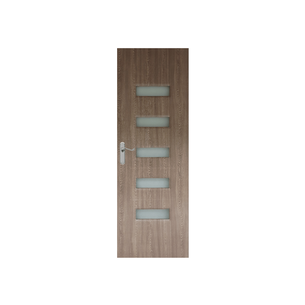 Usa interior celulara cu geam Pamate M104, reversibila, MDF, gri, toc fix, 200 x 70 cm x 3.5 cm
