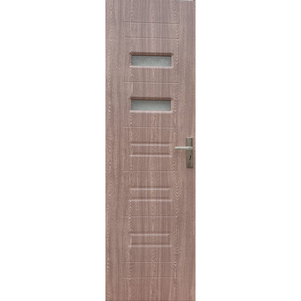 Usa interior celulara cu geam Pamate M104, reversibila, MDF, gri, toc fix, 200 x 60 cm x 3.5 cm
