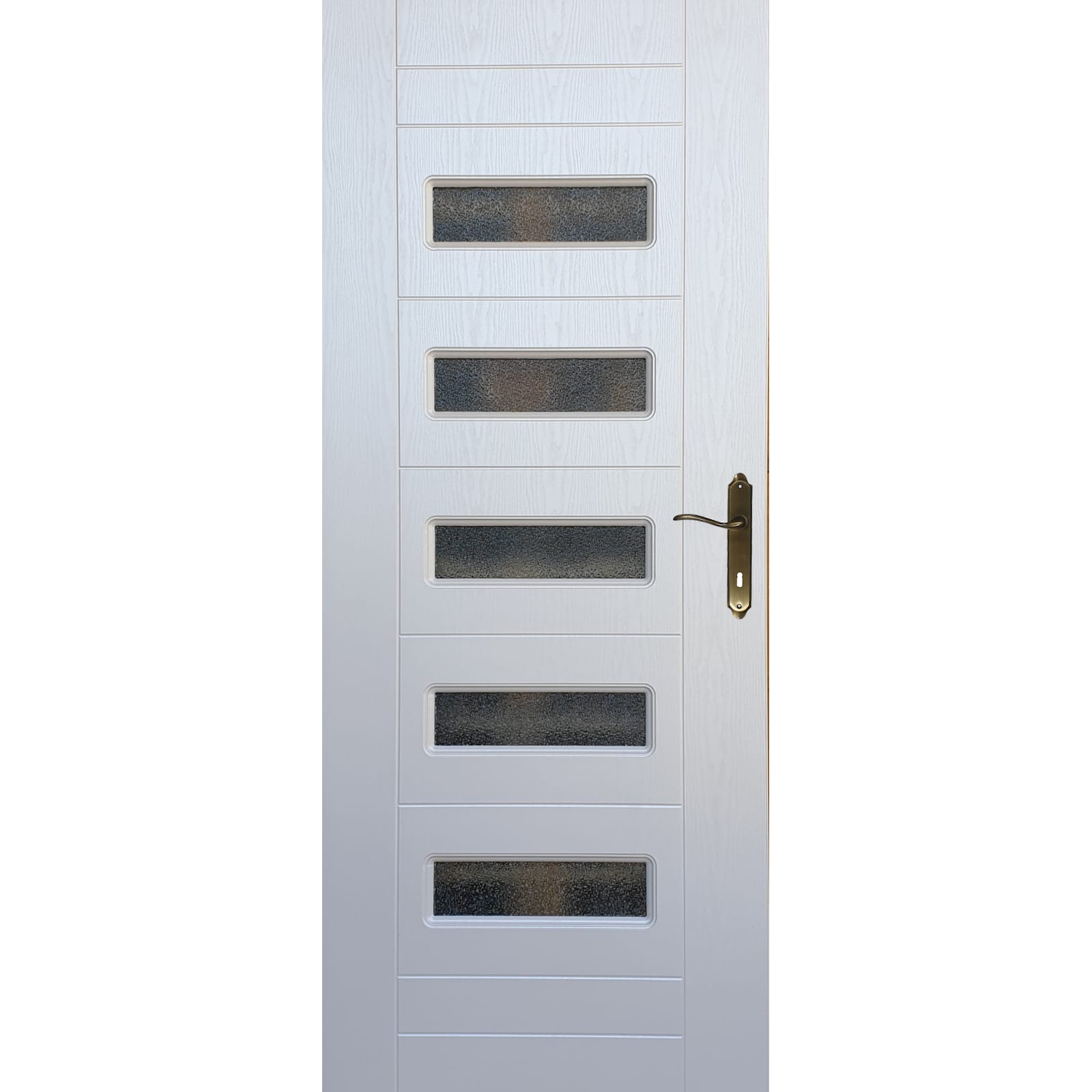 Usa interior celulara cu geam Pamate M104, reversibila, MDF, alb, toc fix, 200 x 70 cm x 3.5 cm