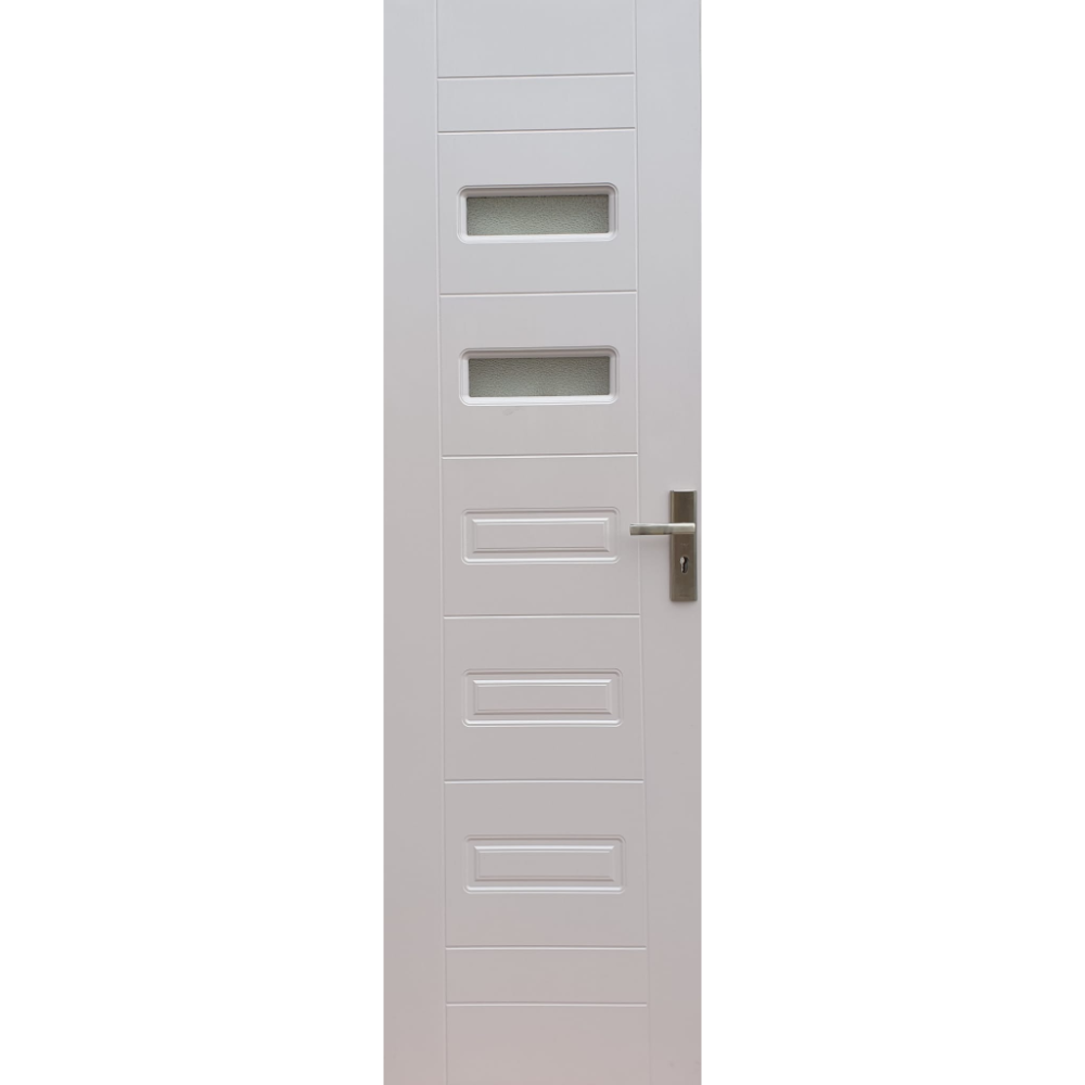Usa interior celulara cu geam Pamate M104, reversibila, MDF, alb, toc fix, 200 x 60 cm x 3.5 cm