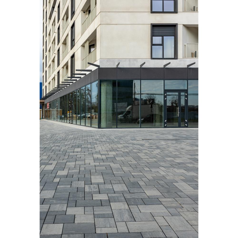Pavaj beton Semmelrock Rettango Combi, patrat si dreptunghi, gri bazalt, grosime 4 cm