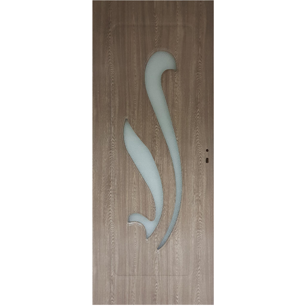 Usa interior celulara cu geam Pamate M033, reversibila, MDF, gri, toc fix, 200 x 60 cm x 3.5 cm