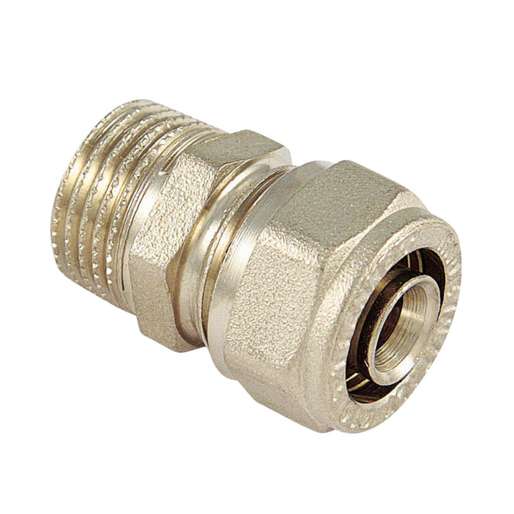 Racord compresie drept Tiemme, filet exterior, alama, auriu, 20 mm x 1/2