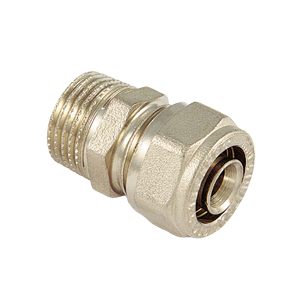 Racord compresie drept Tiemme, FE, alama, argintiu, 20x 3/4 mm