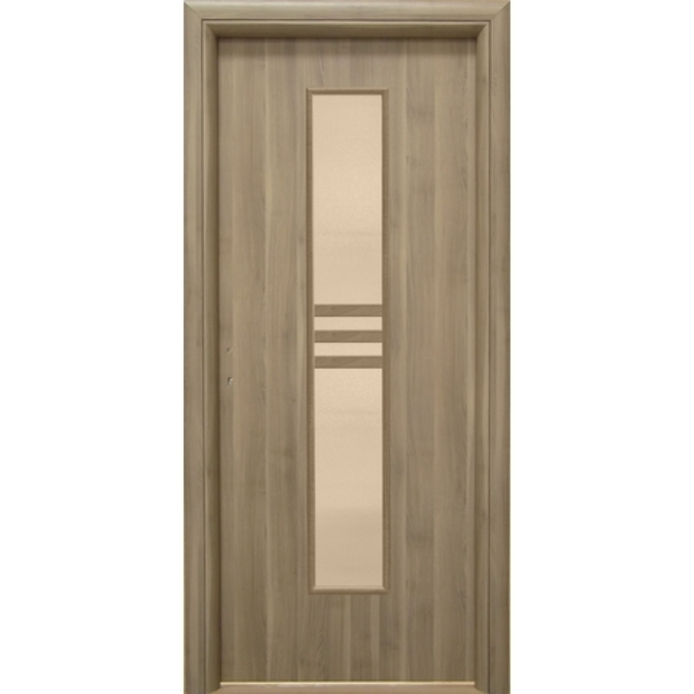 Usa interior cu geam, Gri gol D2 760, dreapta, 202 x 76 x 4 cm cu toc