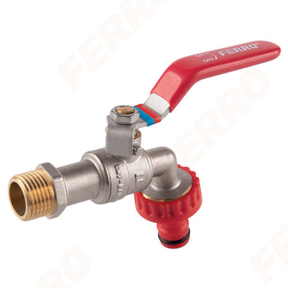 Robinet cu bila F-Comfort dublu serviciu Ferro KCPN2, filet exterior, alama, argintiu, 3/4