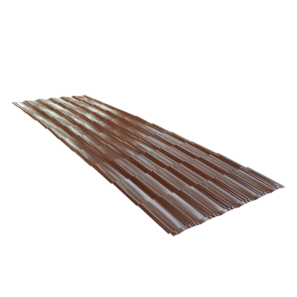 Tigla metalica Durako Riva, maro, RAL 8017, lucios, grosime 0,45 mm, 3,195 x 1,180 m