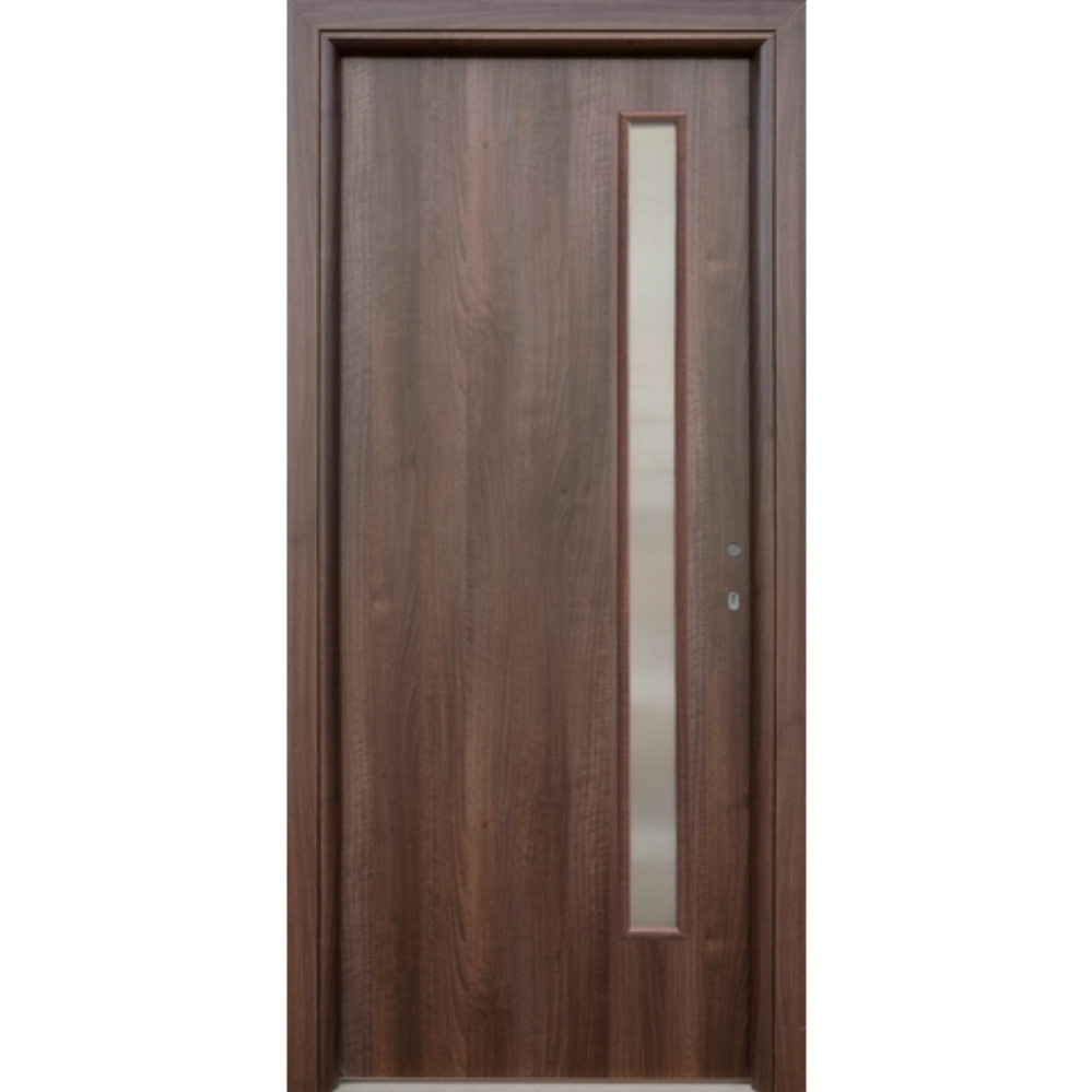 Usa interior cu geam, Nuc gol II 760, stanga, 202 x 76 x 4 cm cu toc