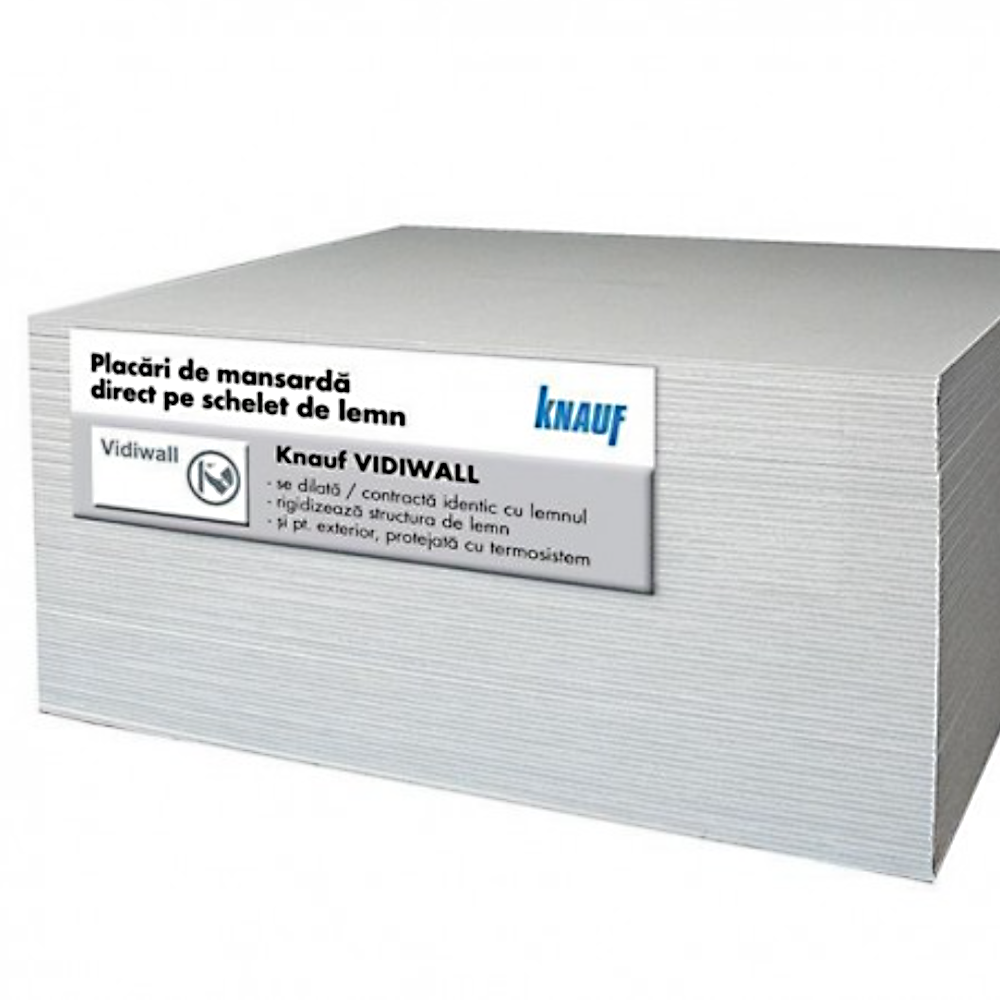 Placa gips armat Knauf Vidiwall SK, grosime 12.5 mm, 1200 X 2600 mm