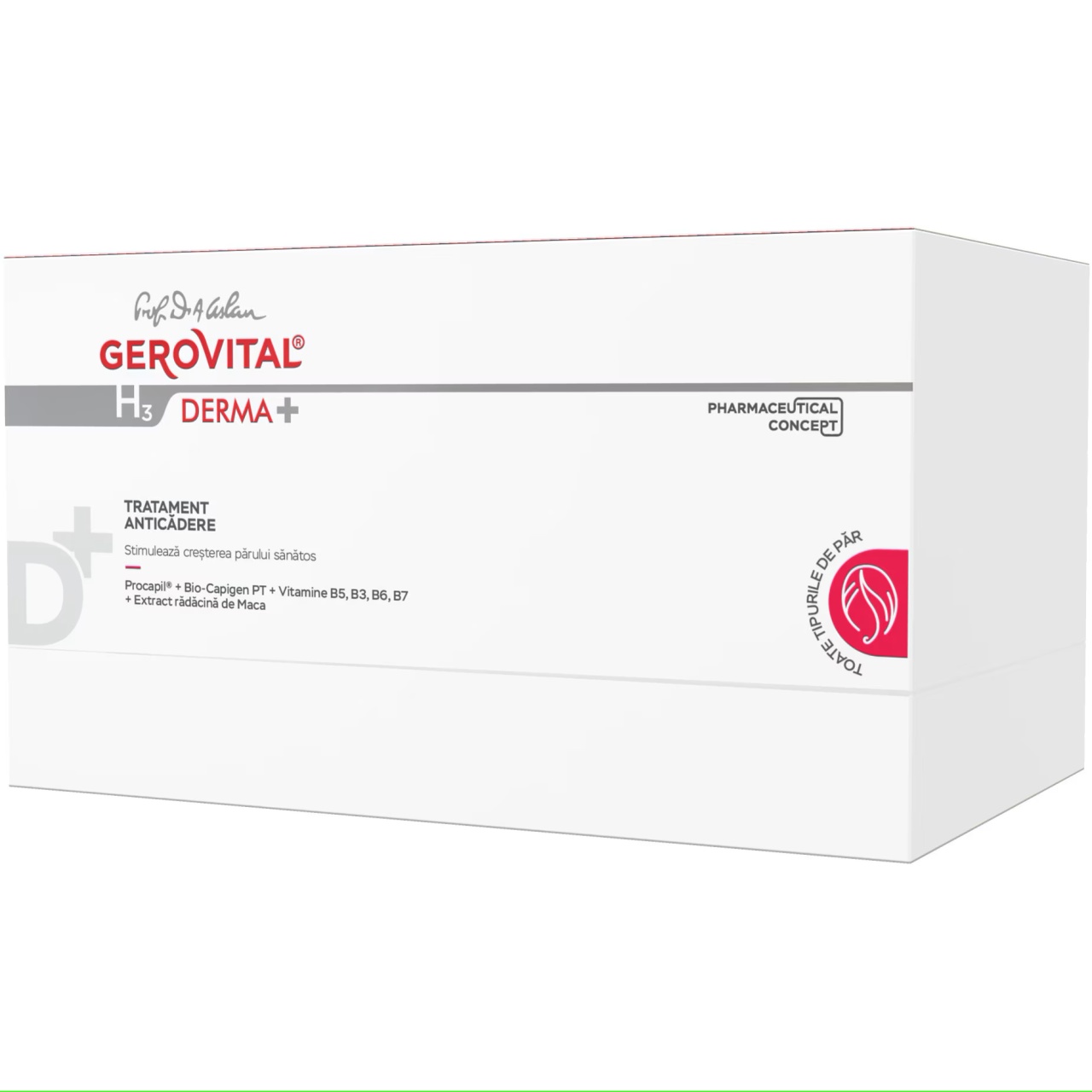 Tratament anticadere Gerovital H3 Derma+ 12 fiole (Concentratie: Tratamente pentru par)