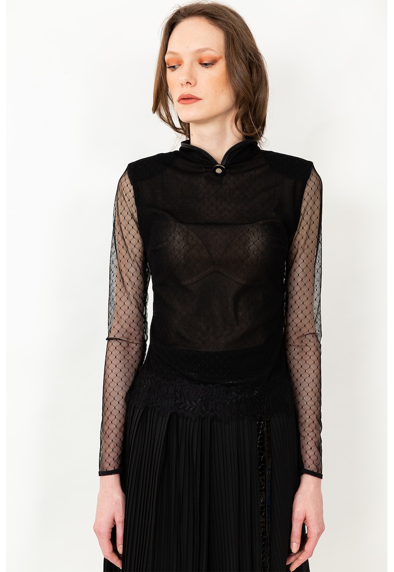 Bluza cu maneci transparente - Negru