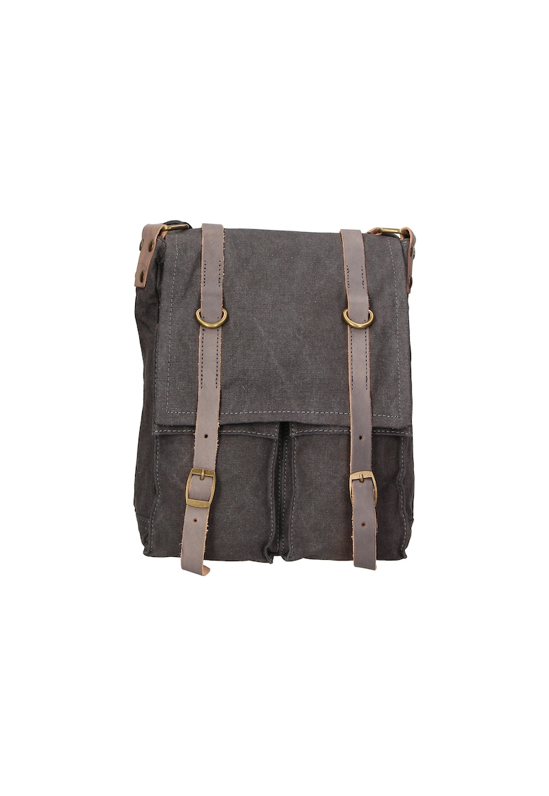 Geanta crossbody unisex cu buzunare cu fermoar - Negru