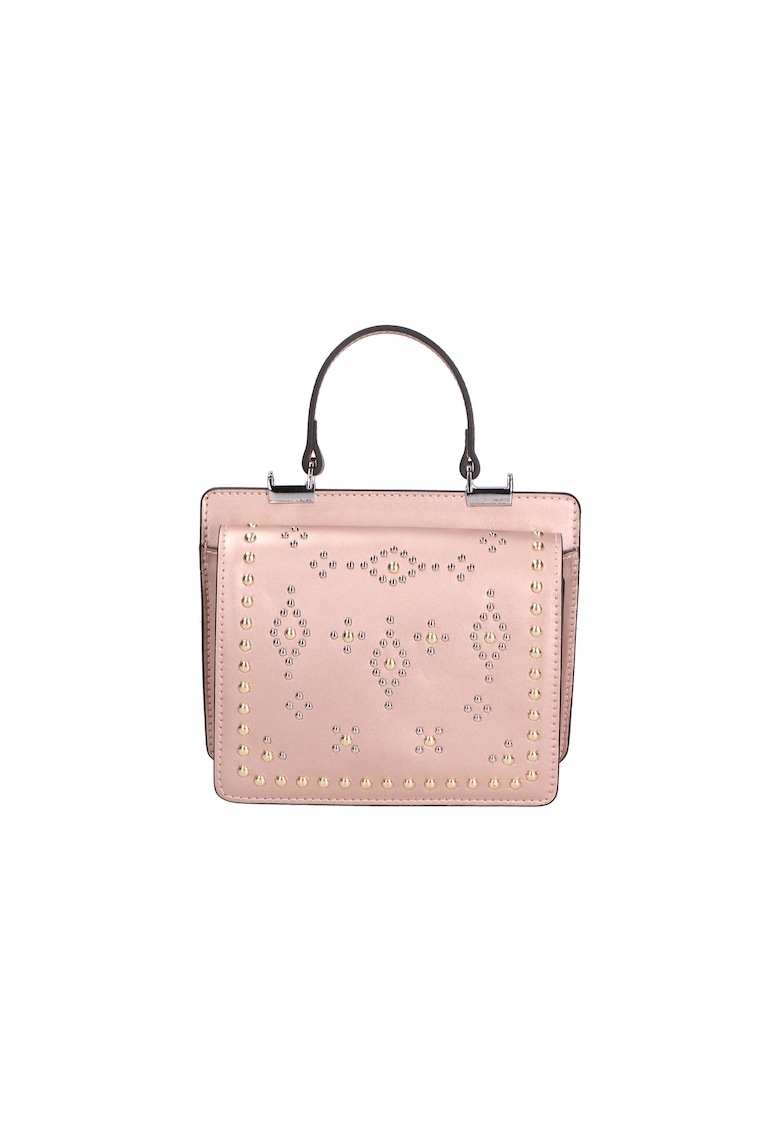 Geanta de piele cu aplicatii metalice - Auriu rose