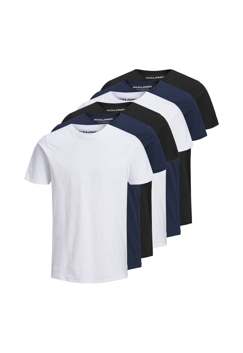 Set de tricouri din bumbac organic JJEORGANIC - 6 piese - Alb/Negru/Bleumarin