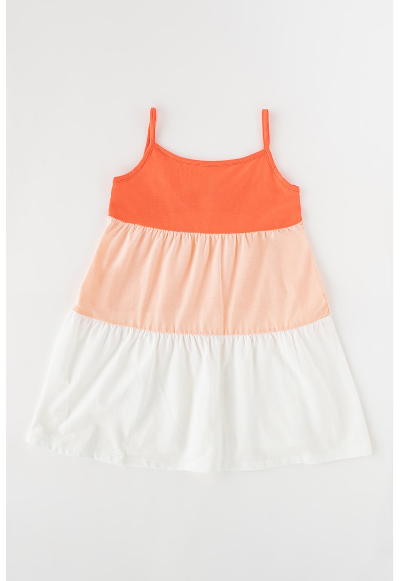 Rochie de plaja cu model colorblock - Alb/Coral/Piersica