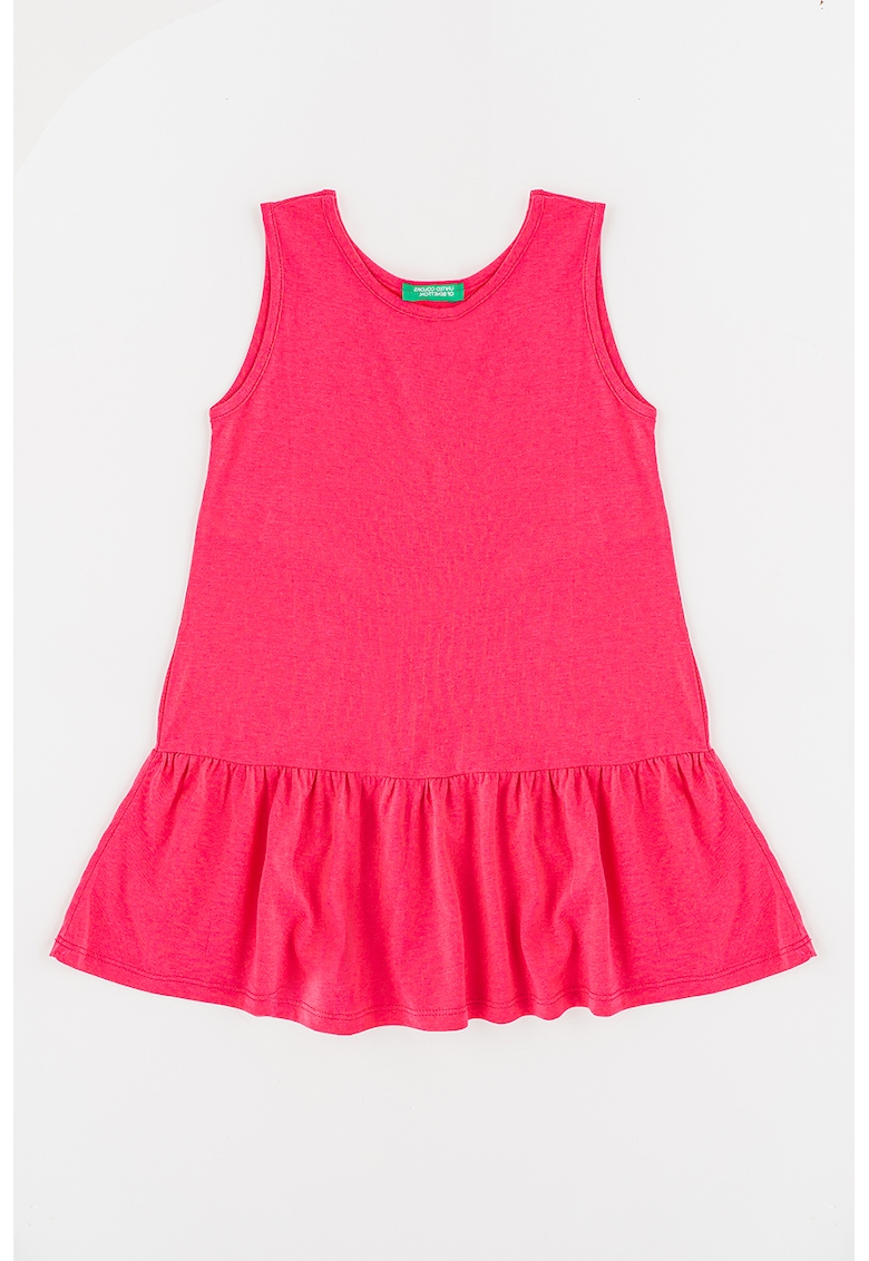 Rochie cu volane in partea inferioara - fara maneci - Fucsia