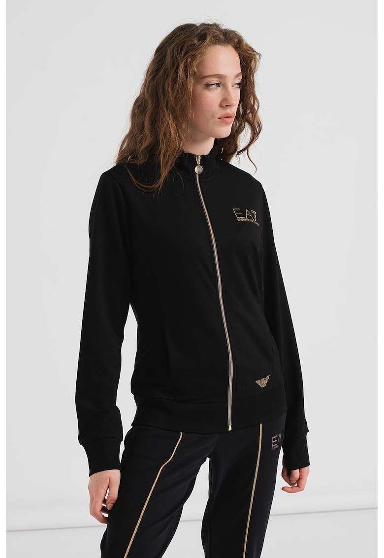 Bluza sport cu fermoar si buzunare laterale - Negru