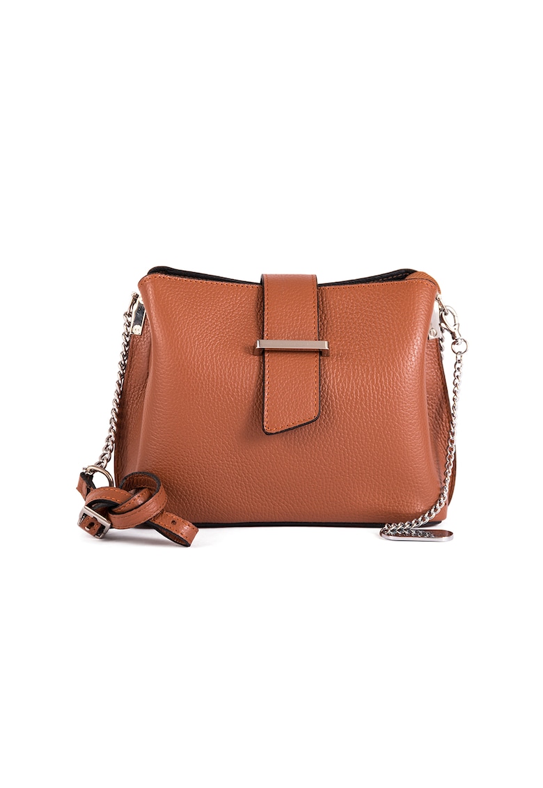 Geanta crossbody din piele Ciosa - Maro scortisoara/Argintiu