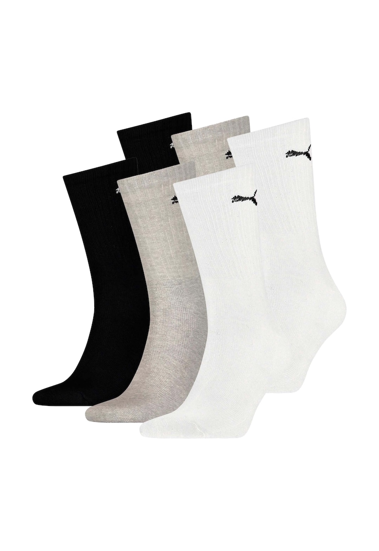 Set de sosete lungi unisex - 6 perechi - Alb/Negru/Gri