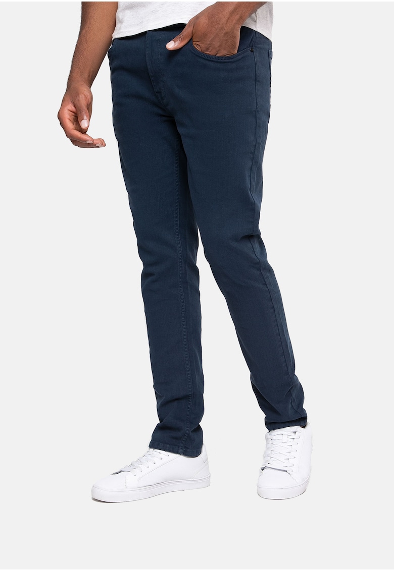 Pantaloni conici cu 5 buzunare Parisa Slub 8323 - Albastru