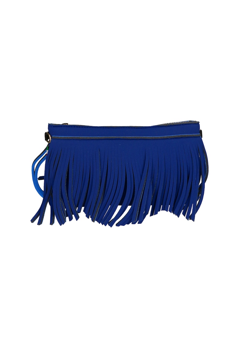 Geanta crossbody cu franjuri - Albastru