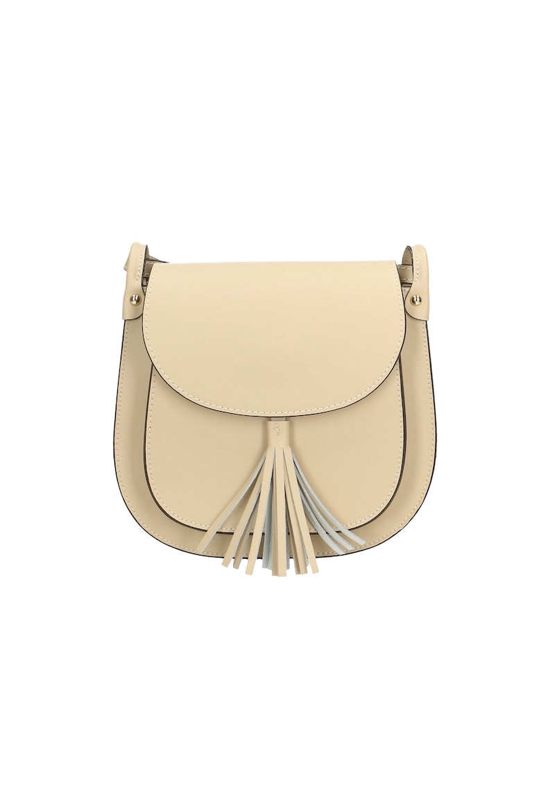 Geanta crossbody de piele cu clapa - Bej