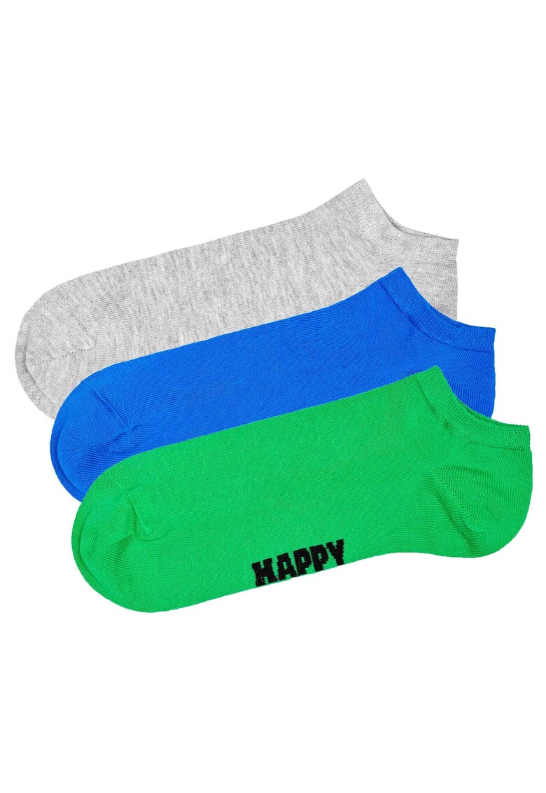 Set de sosete unisex pana la glezna - 3 perechi - Verde/Gri/Albastru