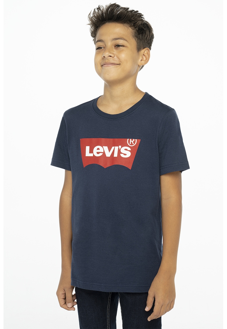 Tricou cu imprimeu logo - Rosu/Bleumarin