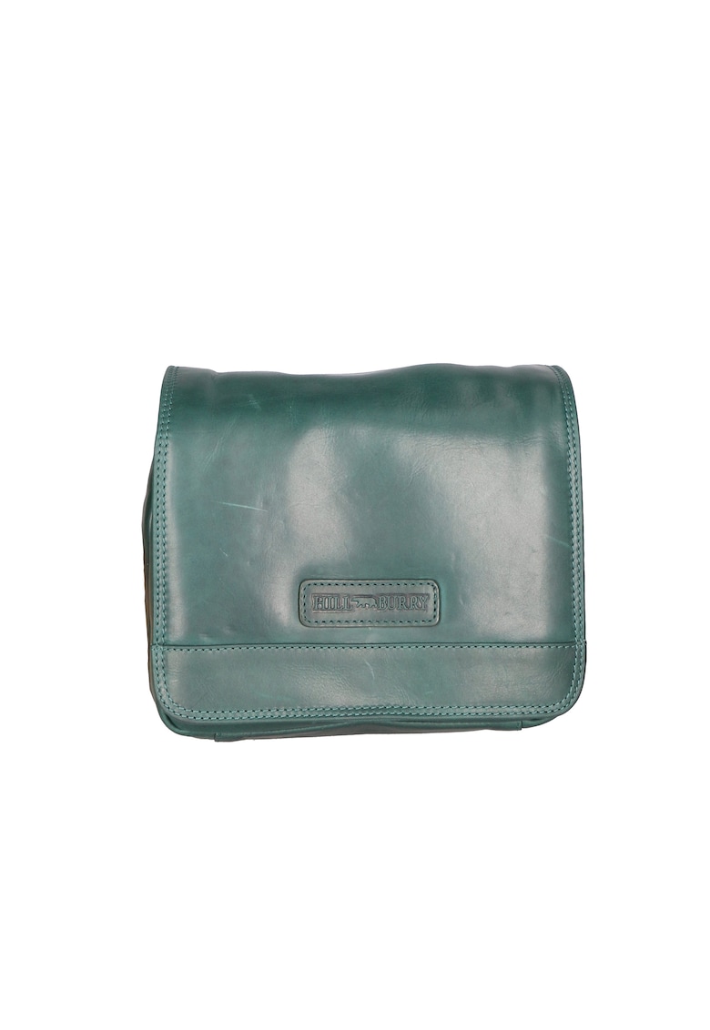 Geanta crossbody unisex de piele - Albastru petrol