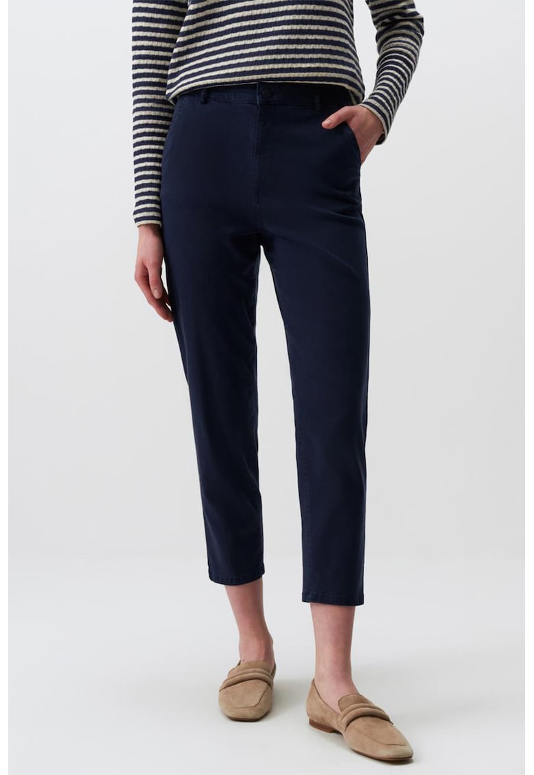 Pantaloni crop din amestec de lyocell cu buzunare - Albastru ultramarin