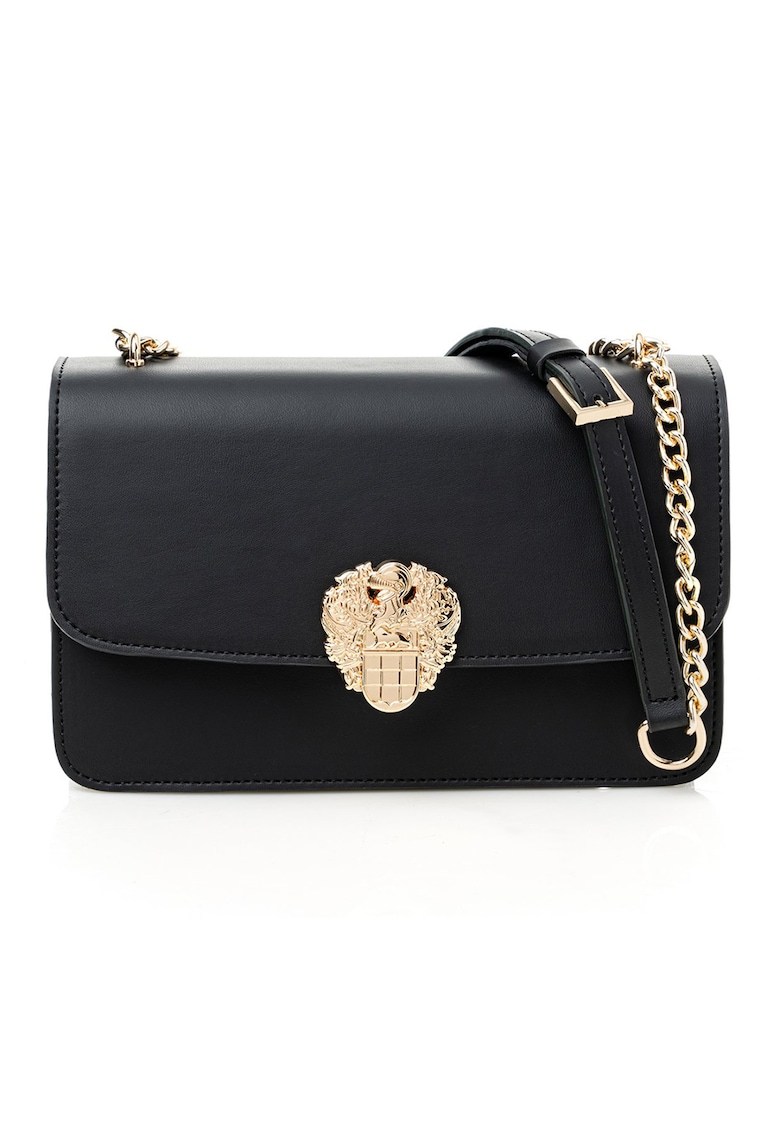 Geanta crossbody din piele ecologica cu bareta din lant - Negru