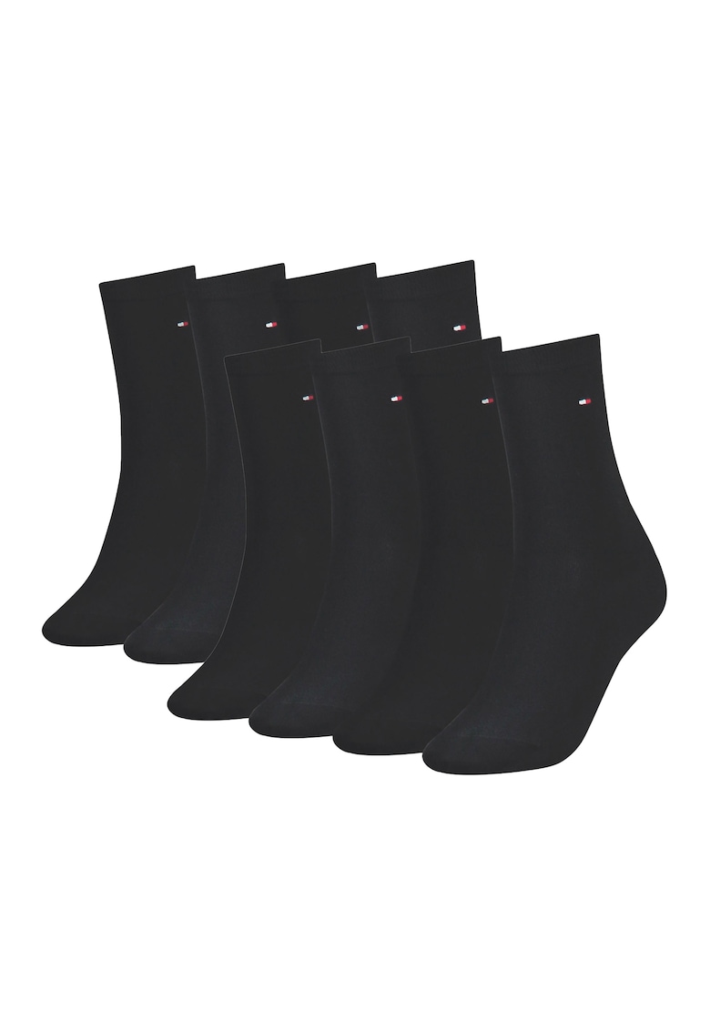 Set de sosete scurte din amestec de bumbac cu logo discret - 8 perechi - Negru