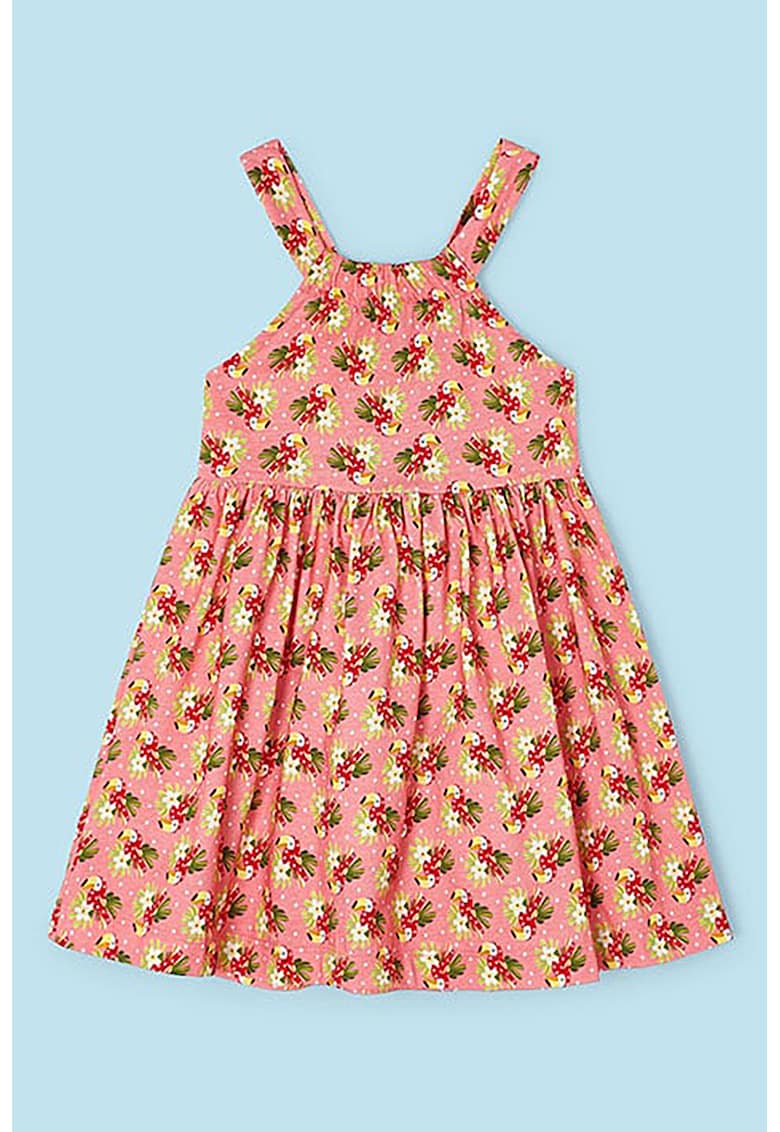 Rochie evazata cu imprimeu - Verde/Galben/Roz